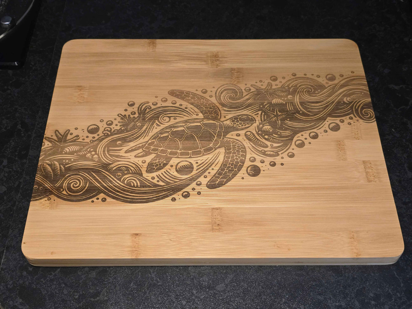 Sea Turtle chopping board - Ocean themed bamboo cutting board