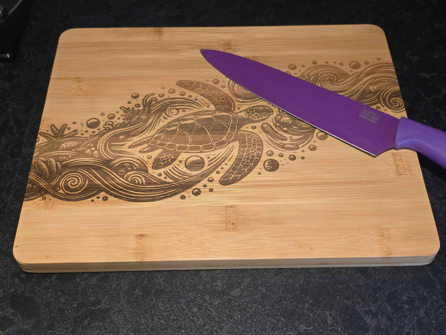 Sea Turtle chopping board - Ocean themed bamboo cutting board