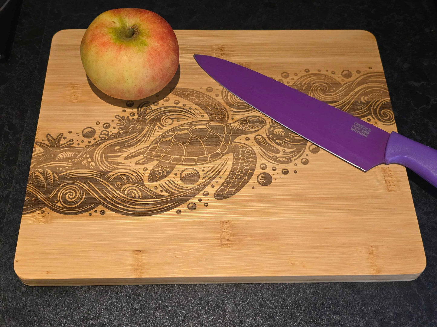 Sea Turtle chopping board - Ocean themed bamboo cutting board