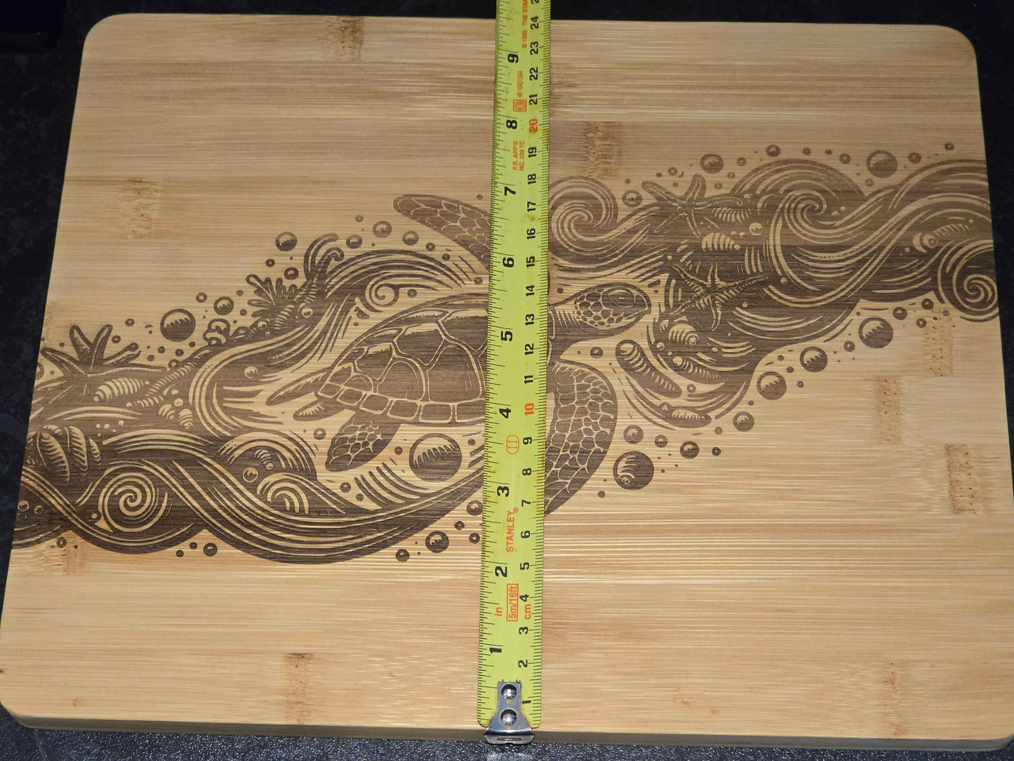 Sea Turtle chopping board - Ocean themed bamboo cutting board