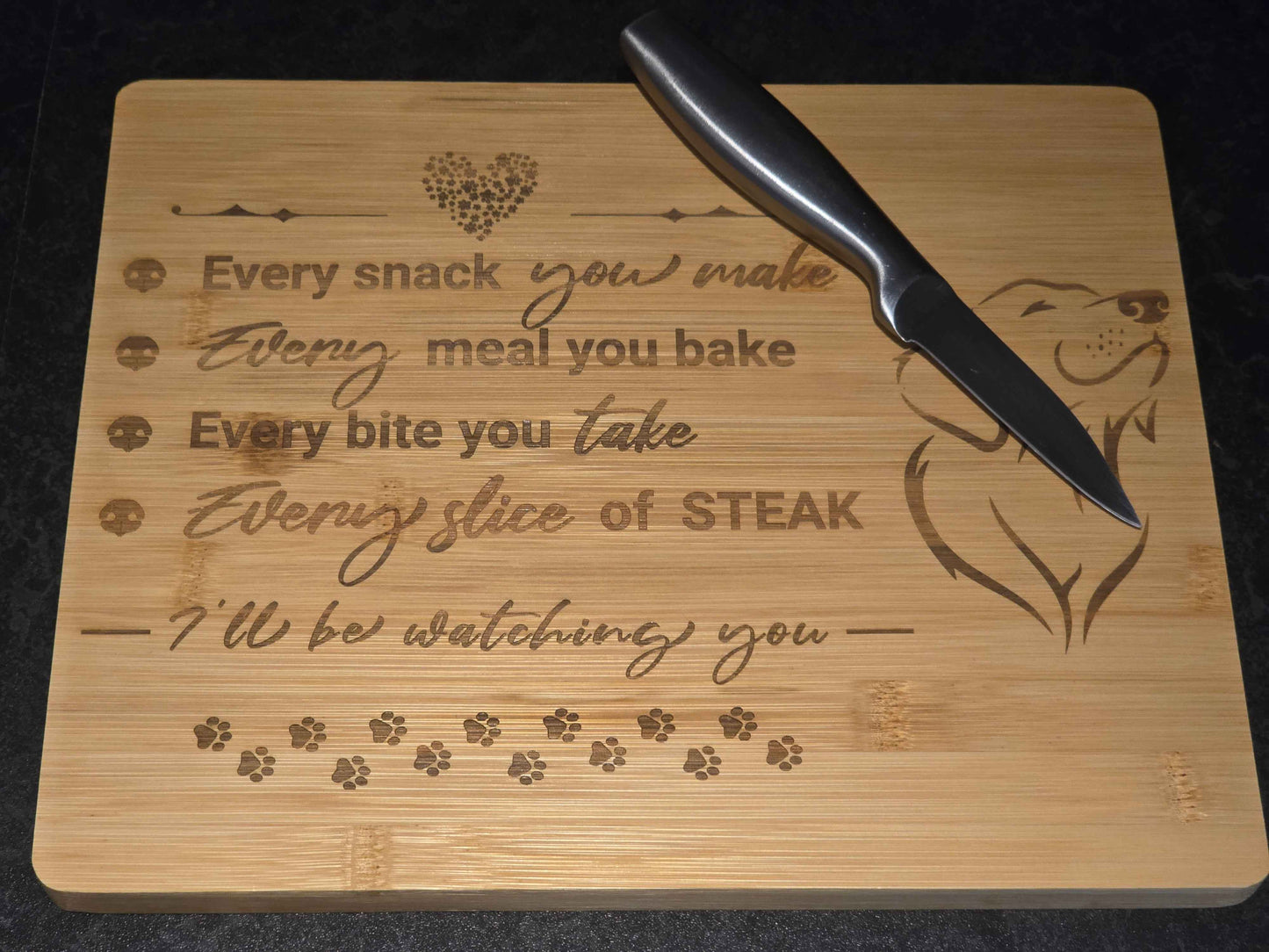 Every snack you make chopping board - Doggy themed bamboo cutting board