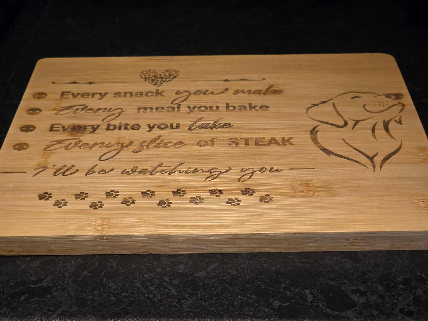 Every snack you make chopping board - Doggy themed bamboo cutting board