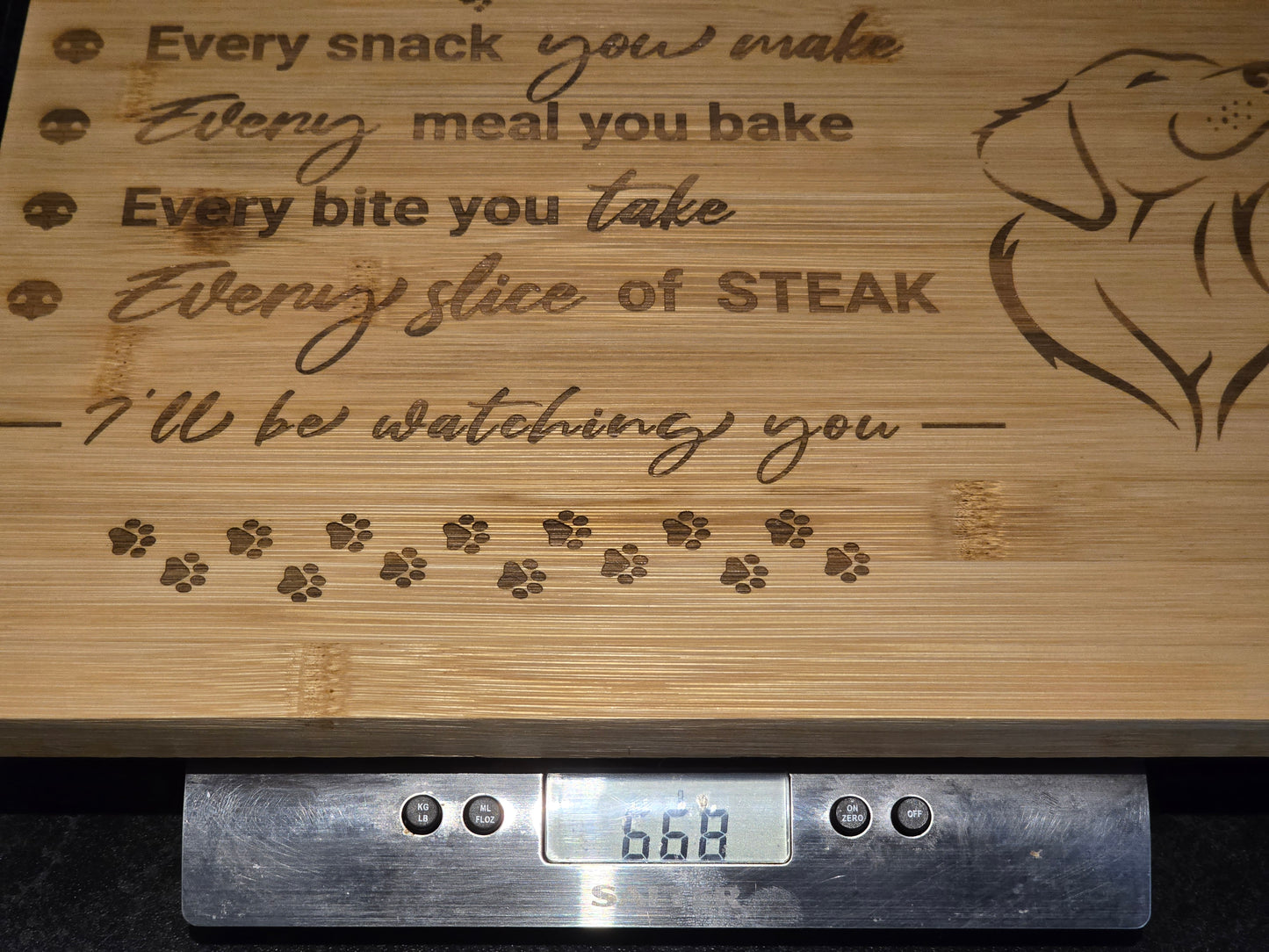 Every snack you make chopping board - Doggy themed bamboo cutting board