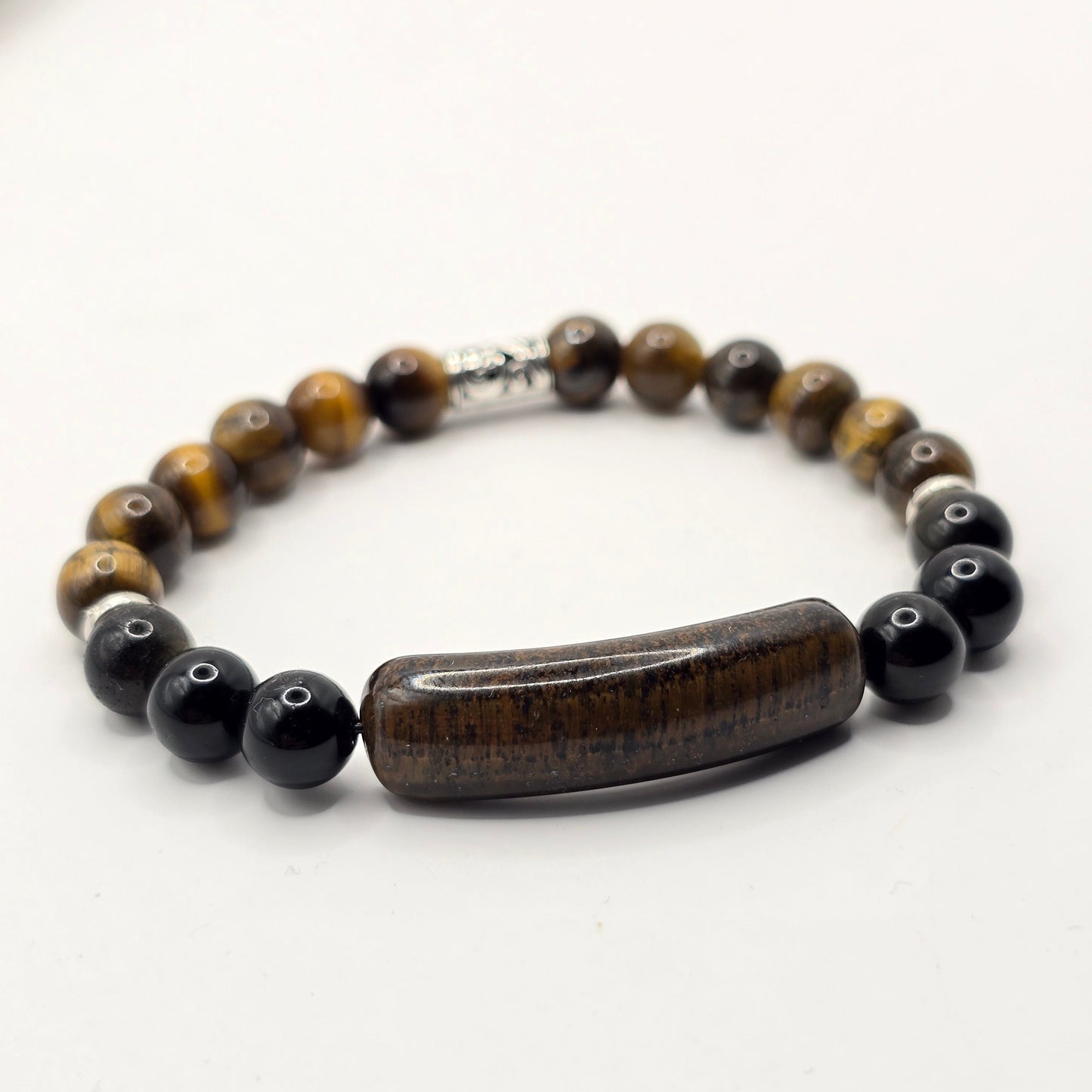 Tigers eye Beaded bracelet on white background
