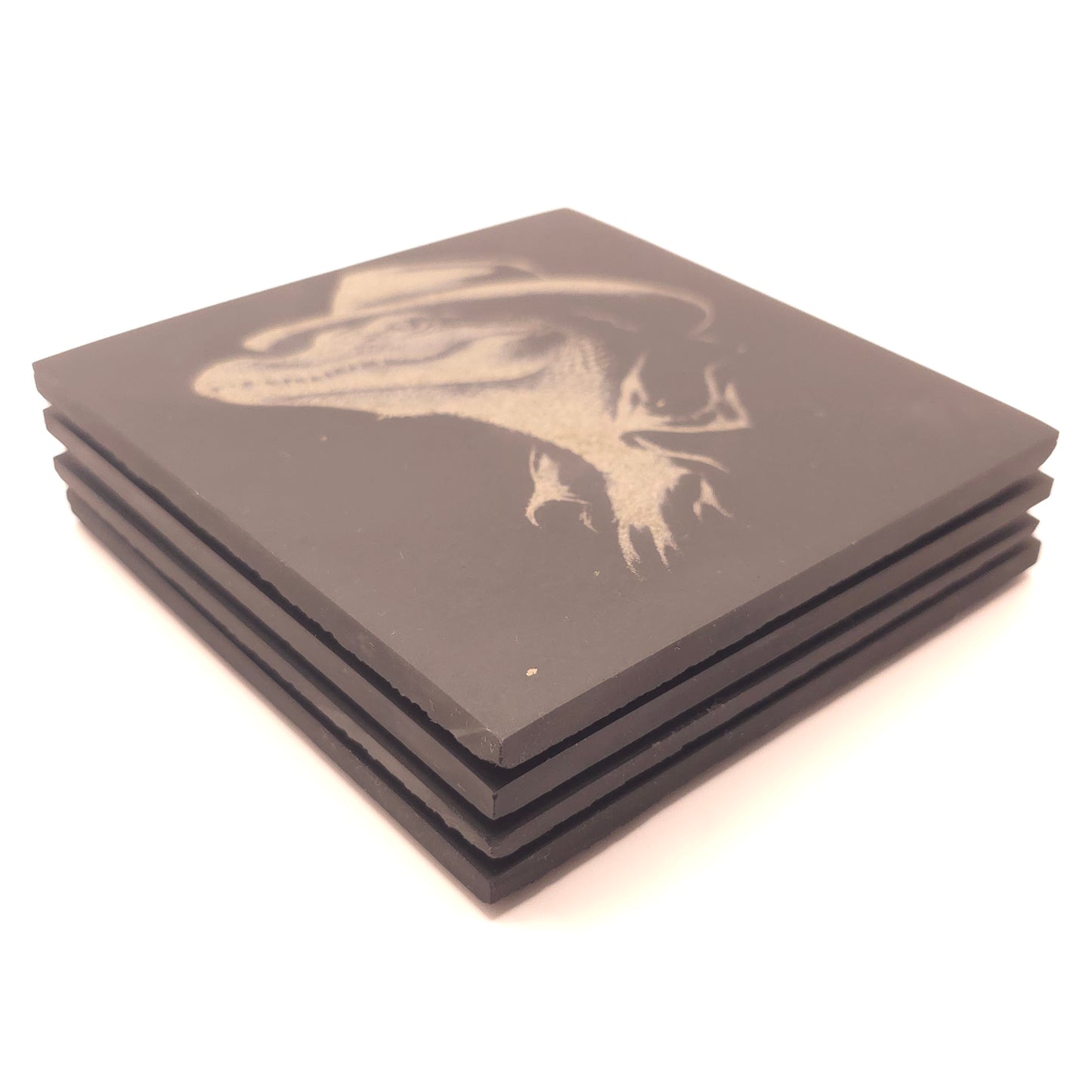 Animals in Hats - 4 pack slate coaster set of cute critters in fedora hats