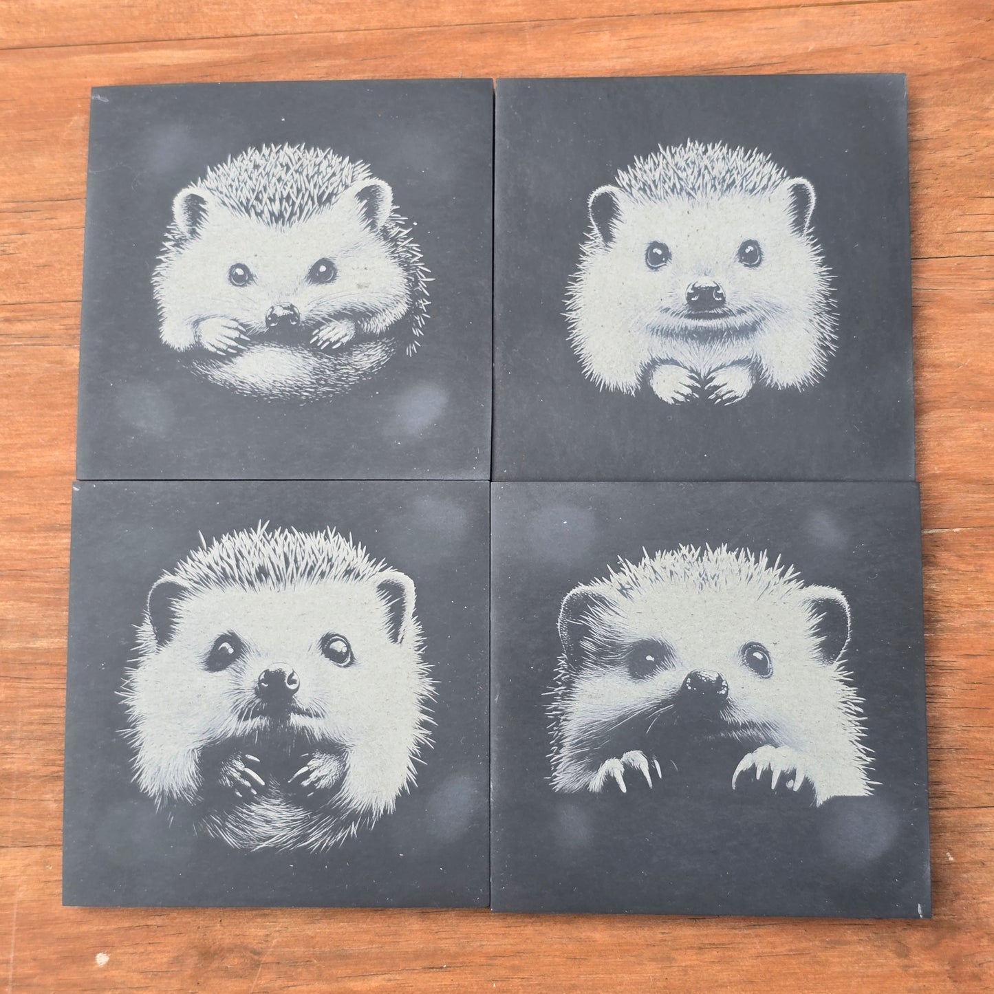 Hedgehog Slate Coaster Set - 4 pack drinks mat set