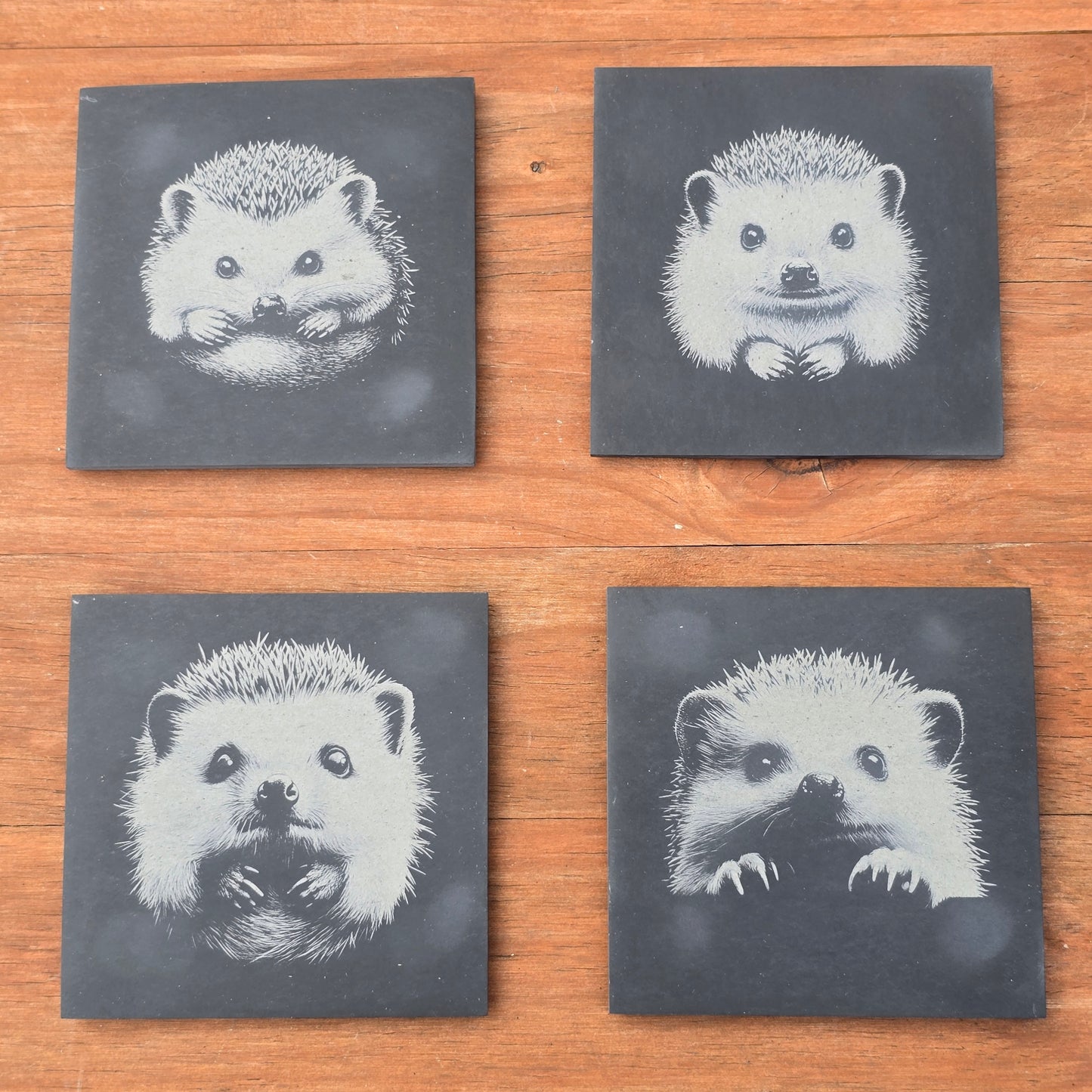 Hedgehog Slate Coaster Set - 4 pack drinks mat set