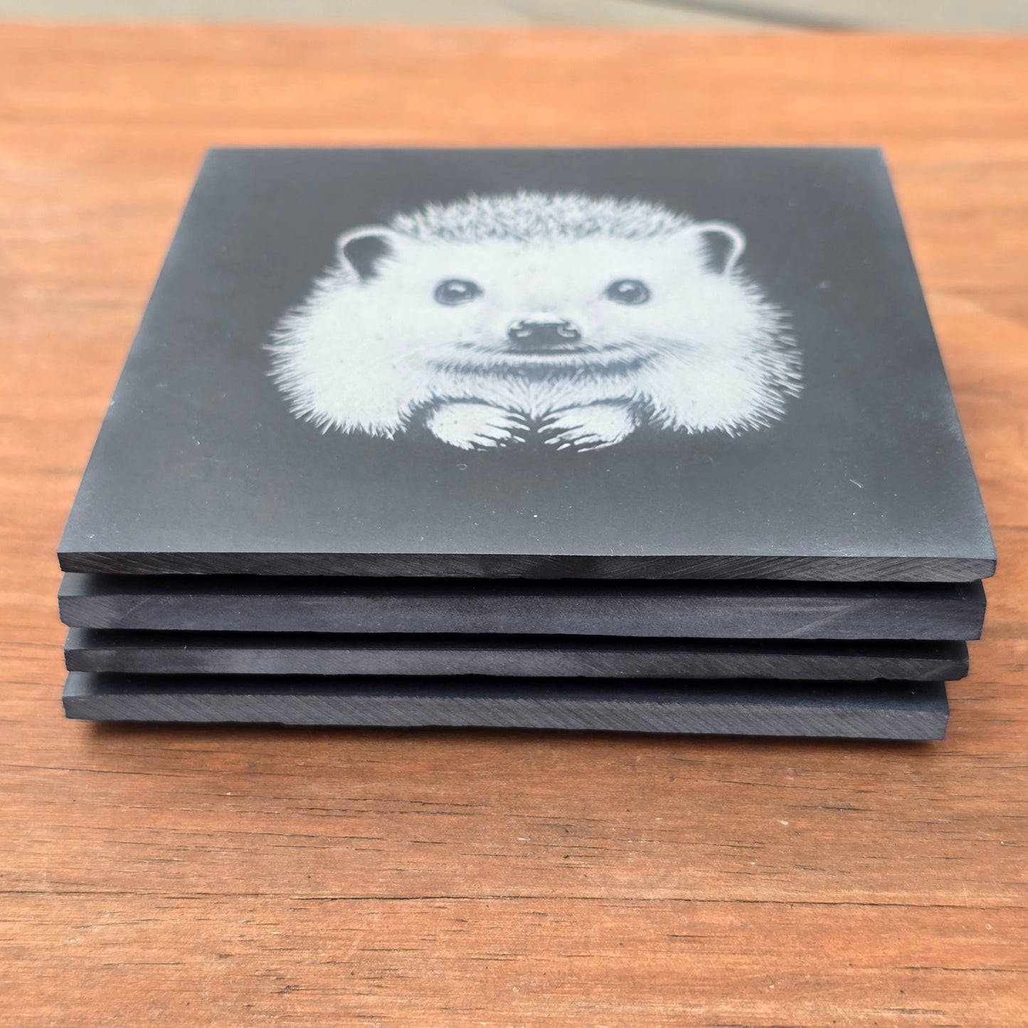 Hedgehog Slate Coaster Set - 4 pack drinks mat set