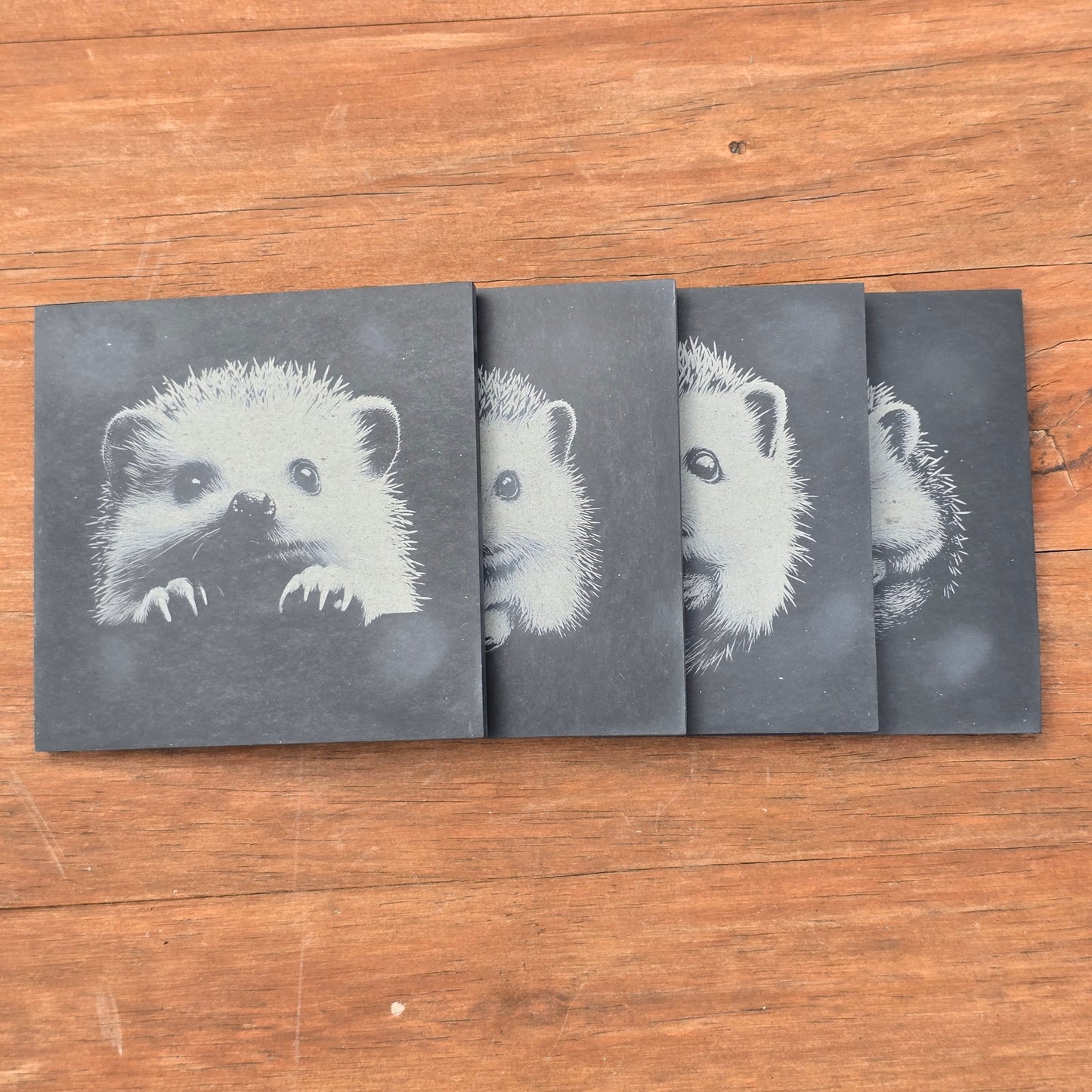 Hedgehog Slate Coaster Set - 4 pack drinks mat set