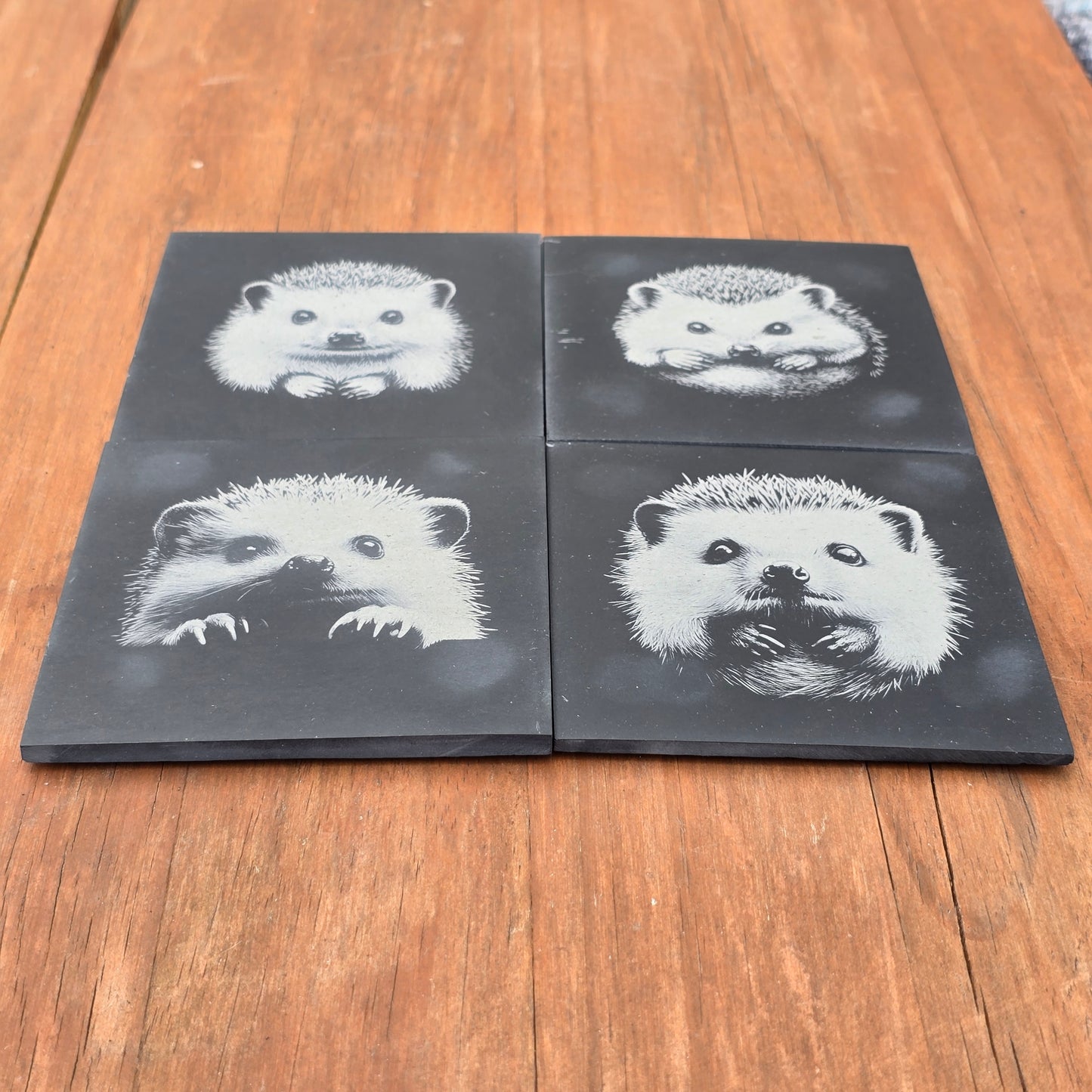 Hedgehog Slate Coaster Set - 4 pack drinks mat set