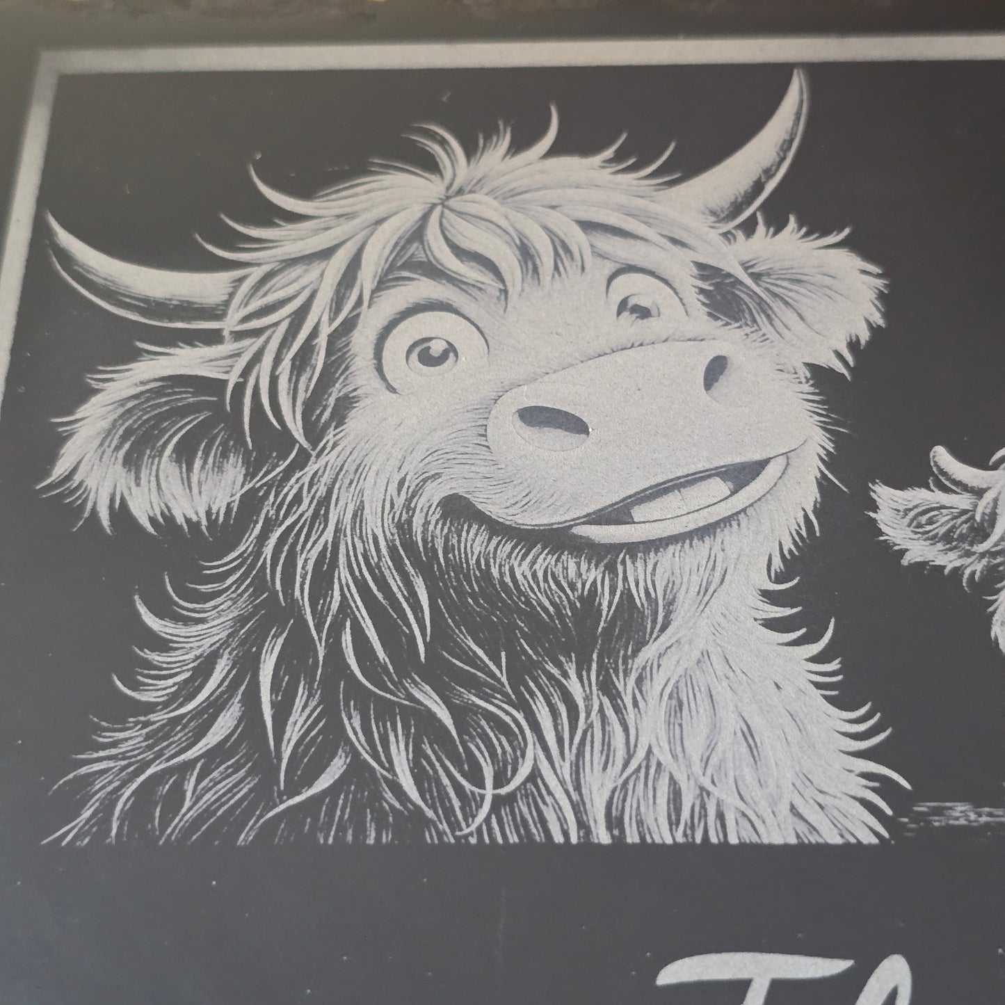Customised Highland Cow Family Cheese Slate / Serving Board