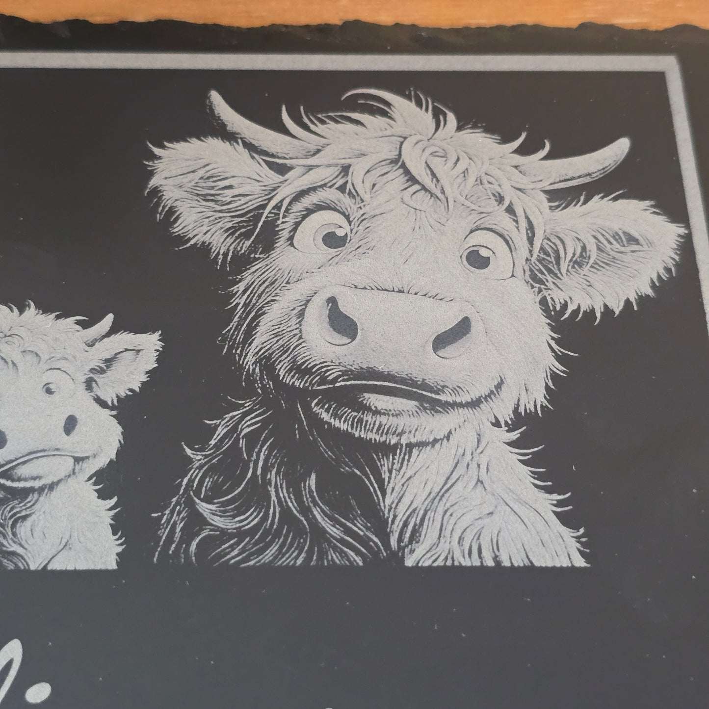 Customised Highland Cow Family Cheese Slate / Serving Board