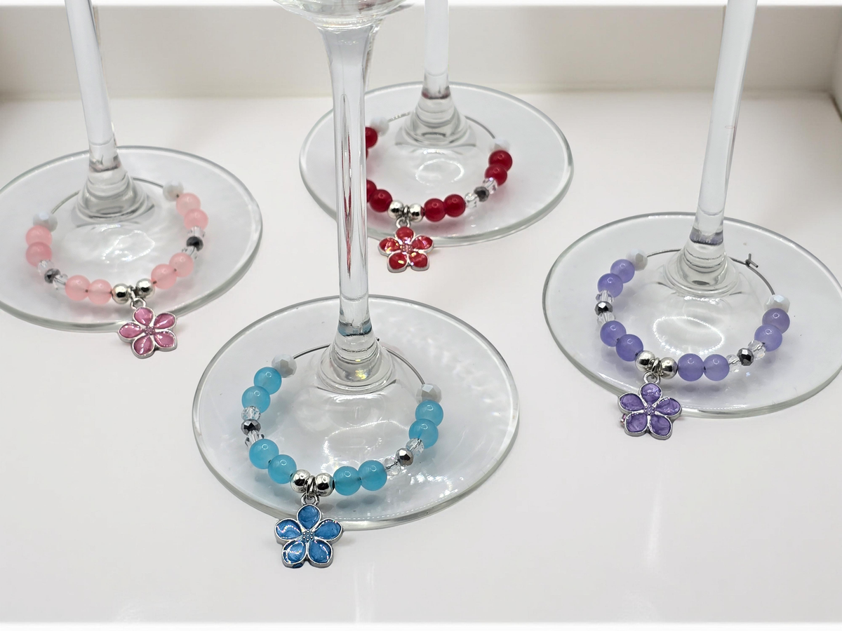 Sakura Glass Charms - Floral Wine / Cocktail Glass Charms