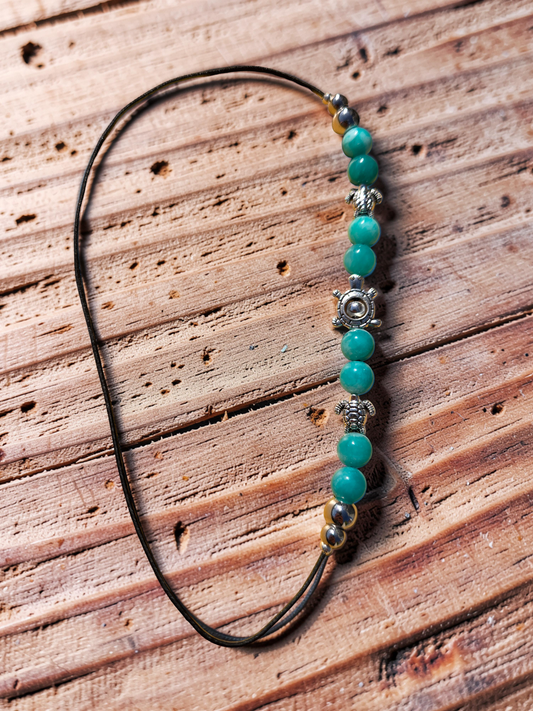Sea Turtle Elastic Wraparound Bookmark - Turquoise beaded placeholder