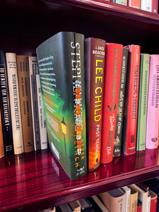 Handmade Elastic Wraparound Bookmark - Beaded Owl Charm Book Thong