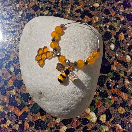 Bee & Honeycomb Wine Glass Charms (Set of 4)