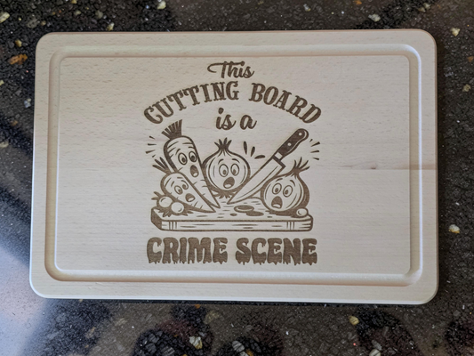 Vegetable Crime Scene Beech Wood Chopping Board 30cm x 20cm