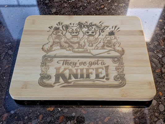 They've got a Knife! Bamboo Chopping Board 30cmx24cm