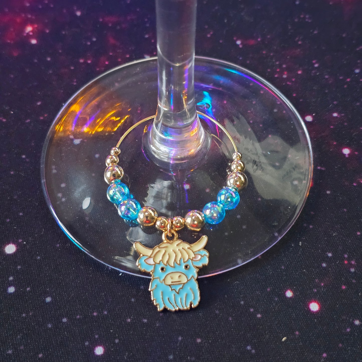 Handcrafted Highland Cow Wine Glass Charms | Set of 4