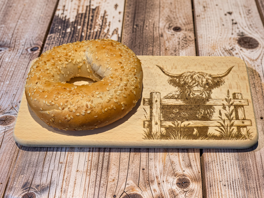 Highland Cow Engraved Wooden Breakfast Board