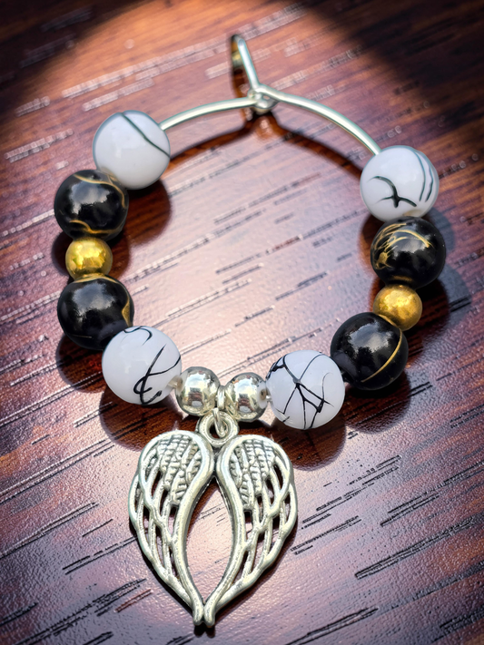 Monochrome & Gold Wine Glass Charms (Set of 4)
