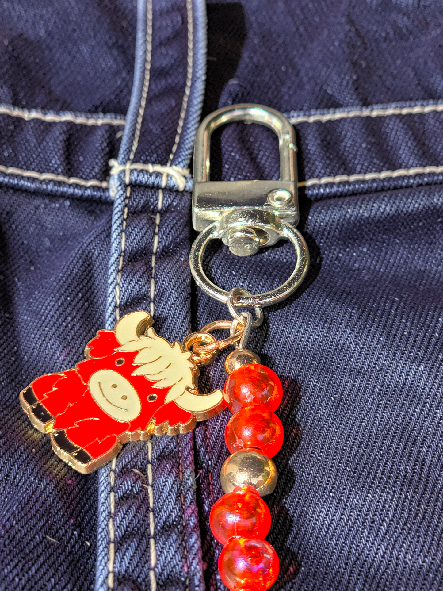 Handcrafted Highland Cow Bag Charm & Keychain
