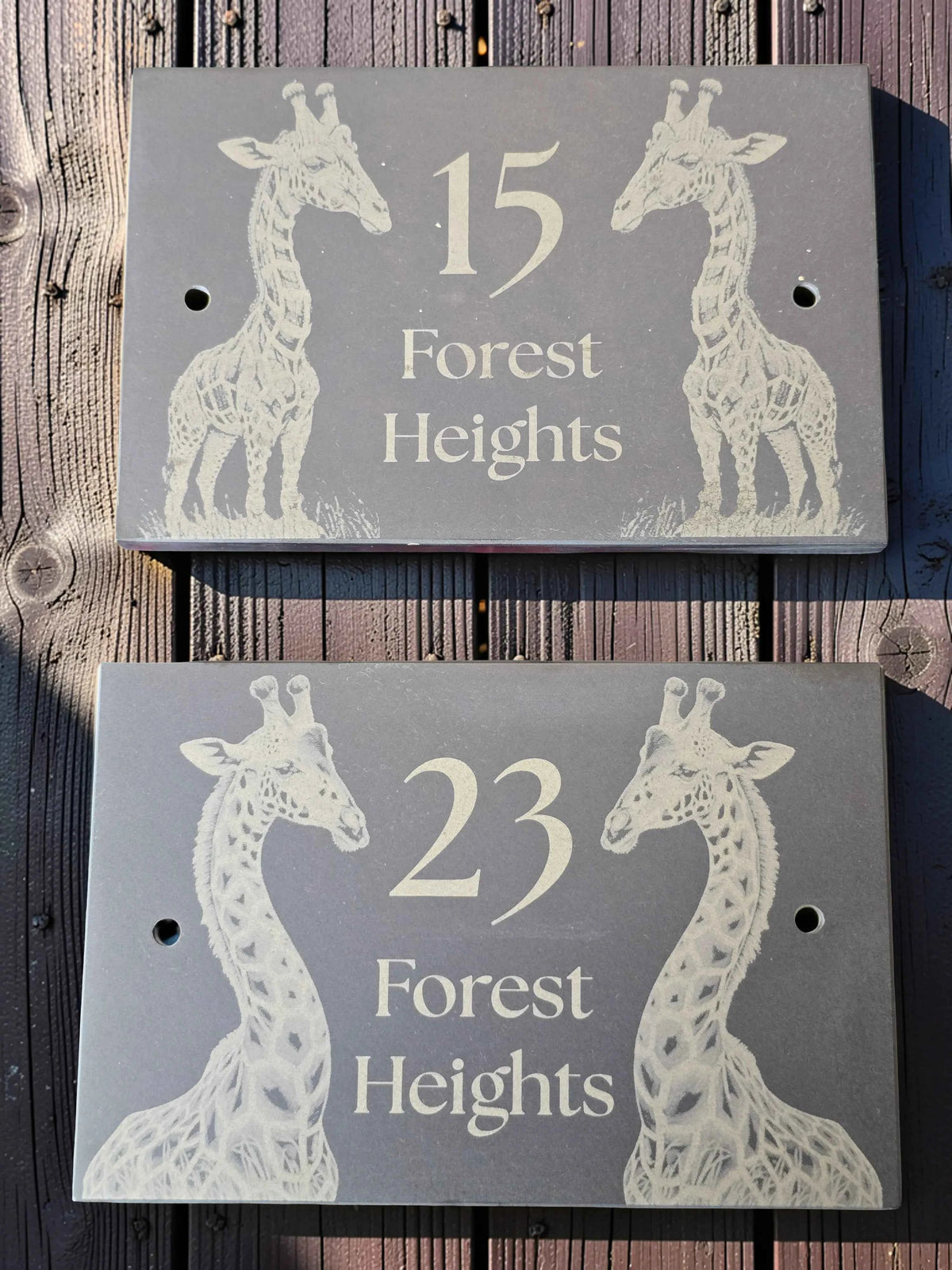 Personalised Giraffe Slate House Sign - Address Plaque