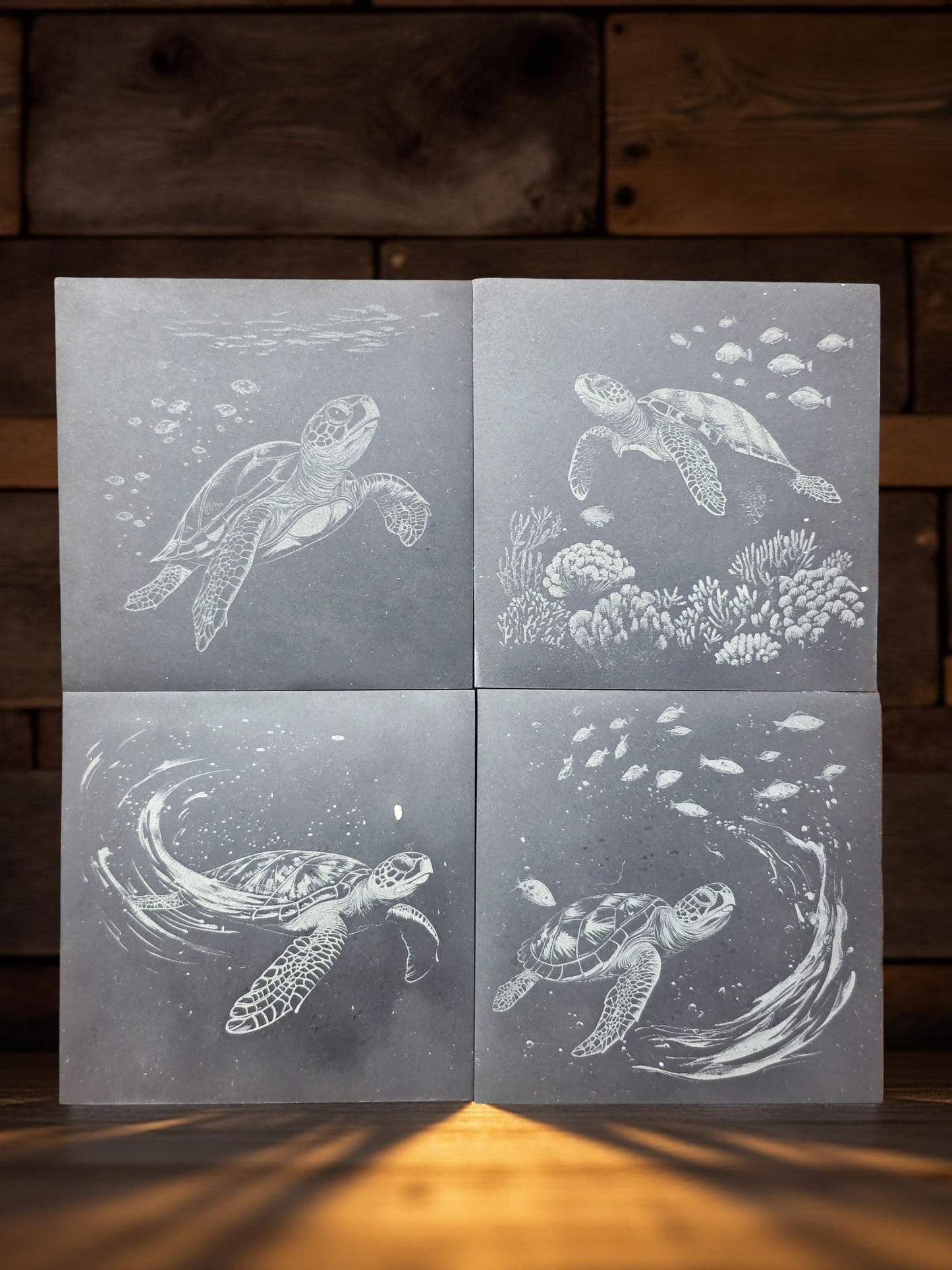 Sea Turtle Slate Coasters - 4 pack contemporary drinks coasters