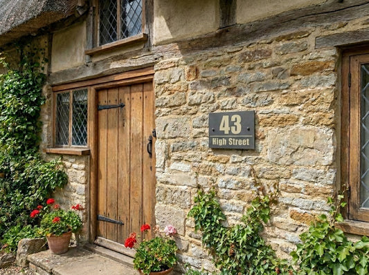 Contemporary Engraved Slate House Number & Street Sign