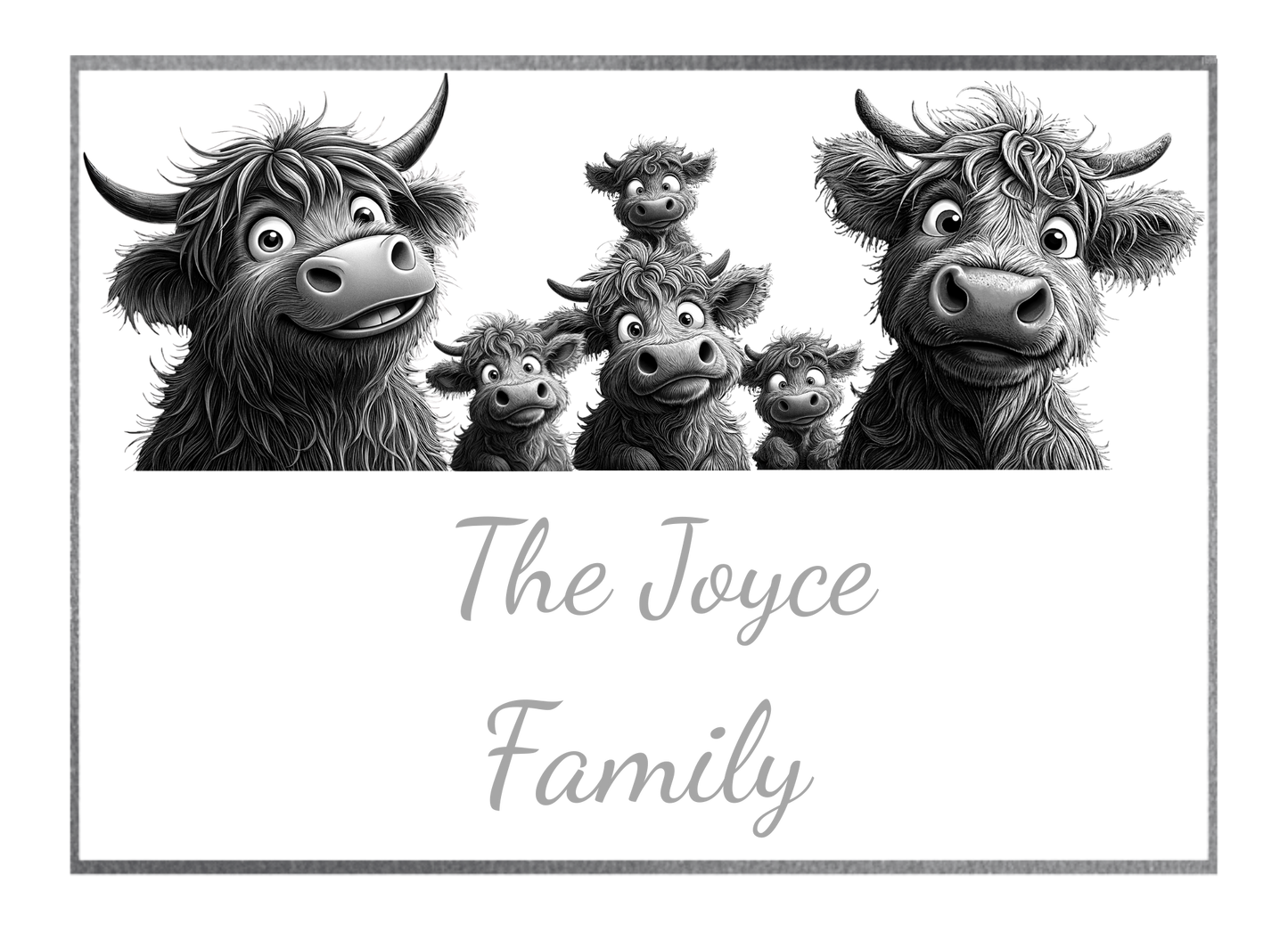 Customised Highland Cow Family Cheese Slate / Serving Board