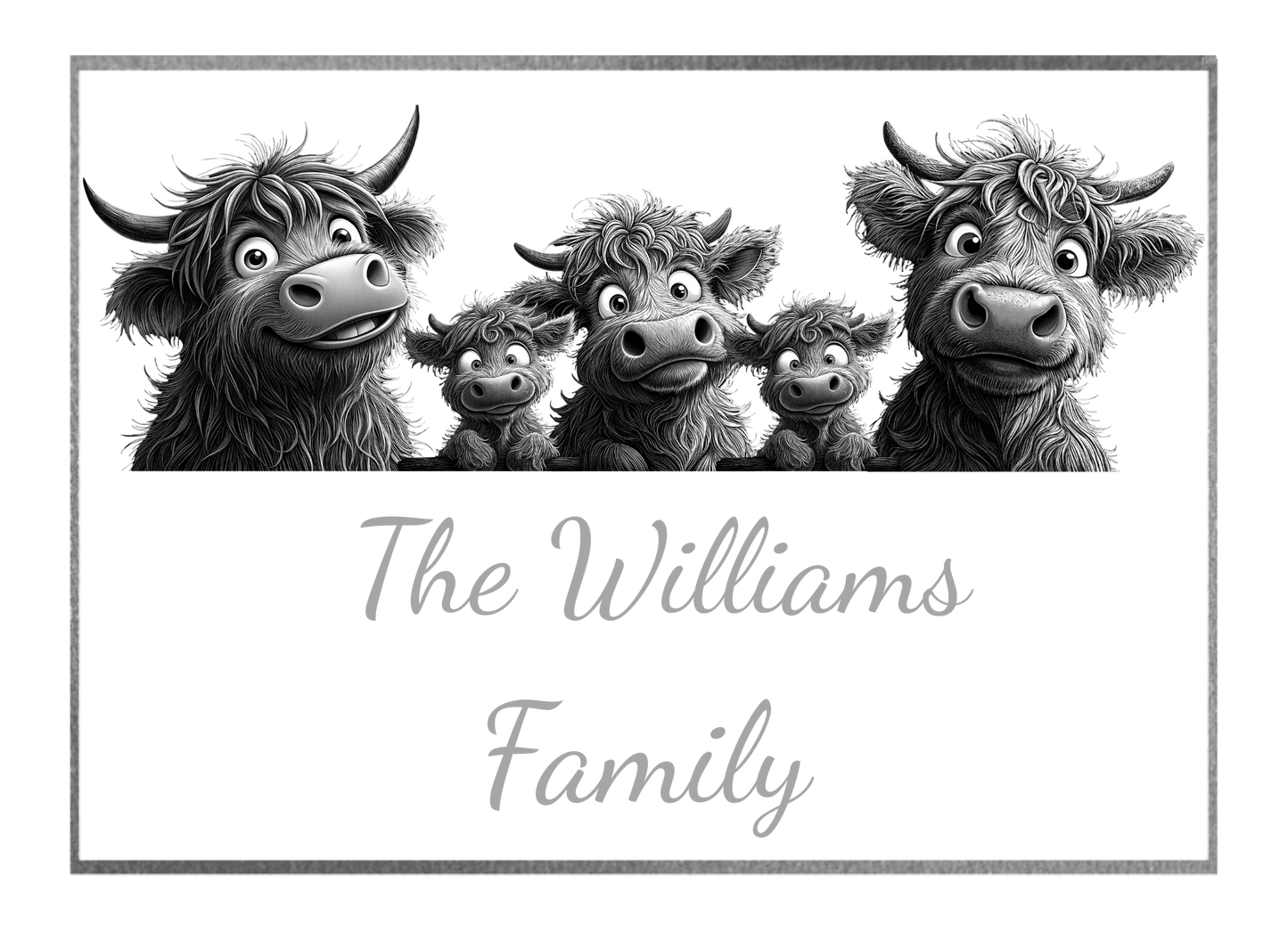 Customised Highland Cow Family Cheese Slate / Serving Board