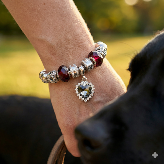 Black Heart Snake Chain Charm Bracelet