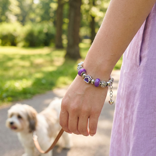 Purple Paw Stainless Steel Snake Chain Bracelet