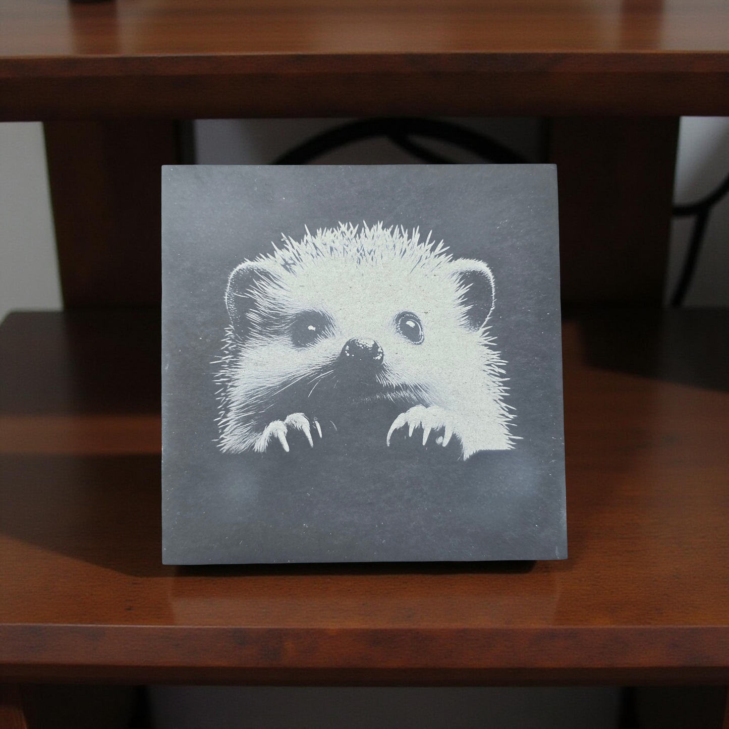 Hedgehog Slate Coaster Set - 4 pack drinks mat set