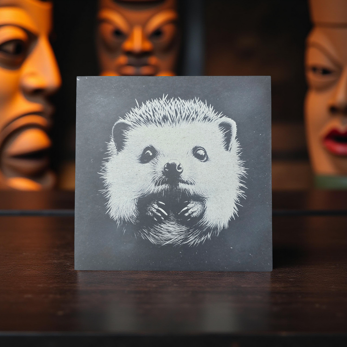 Hedgehog Slate Coaster Set - 4 pack drinks mat set