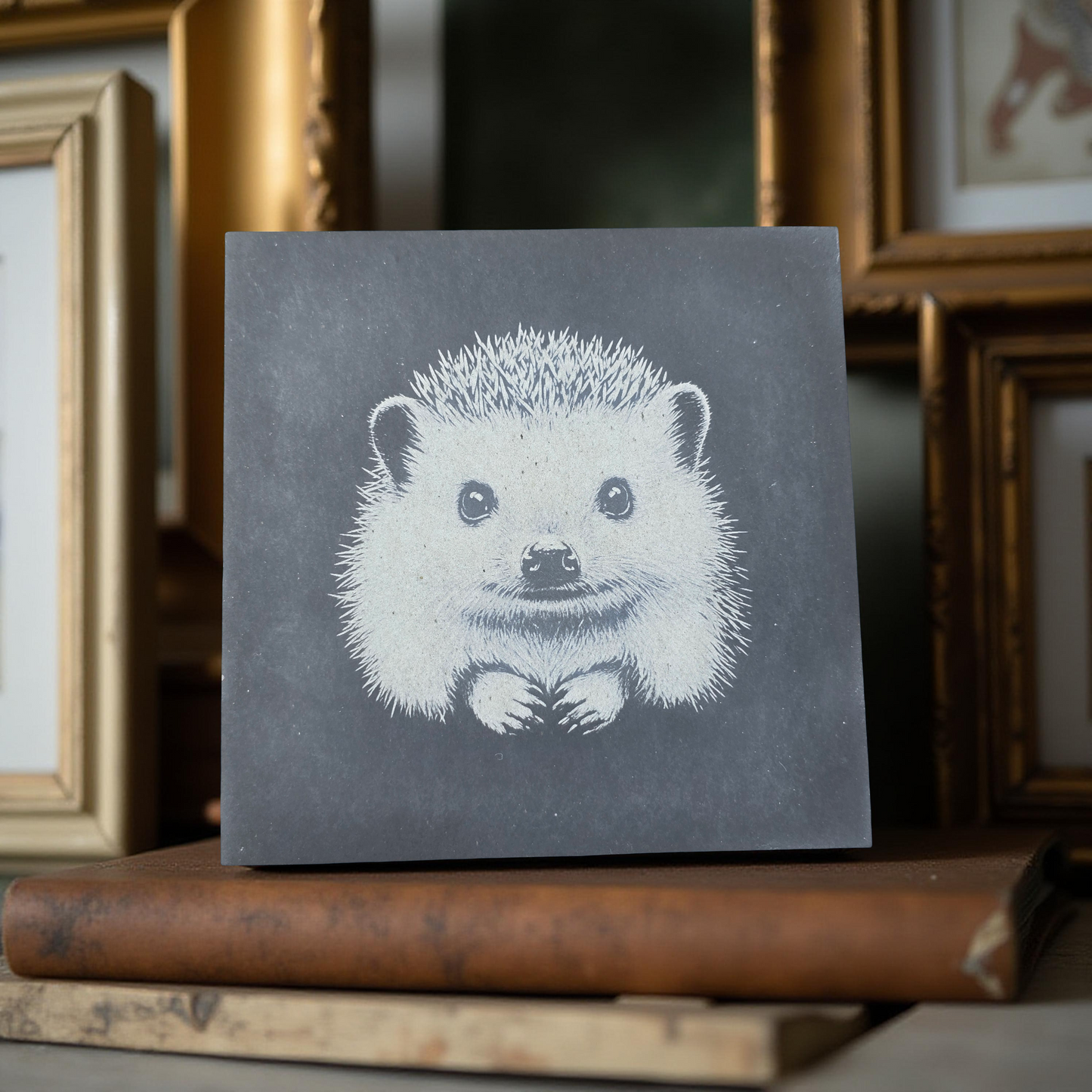 Hedgehog Slate Coaster Set - 4 pack drinks mat set
