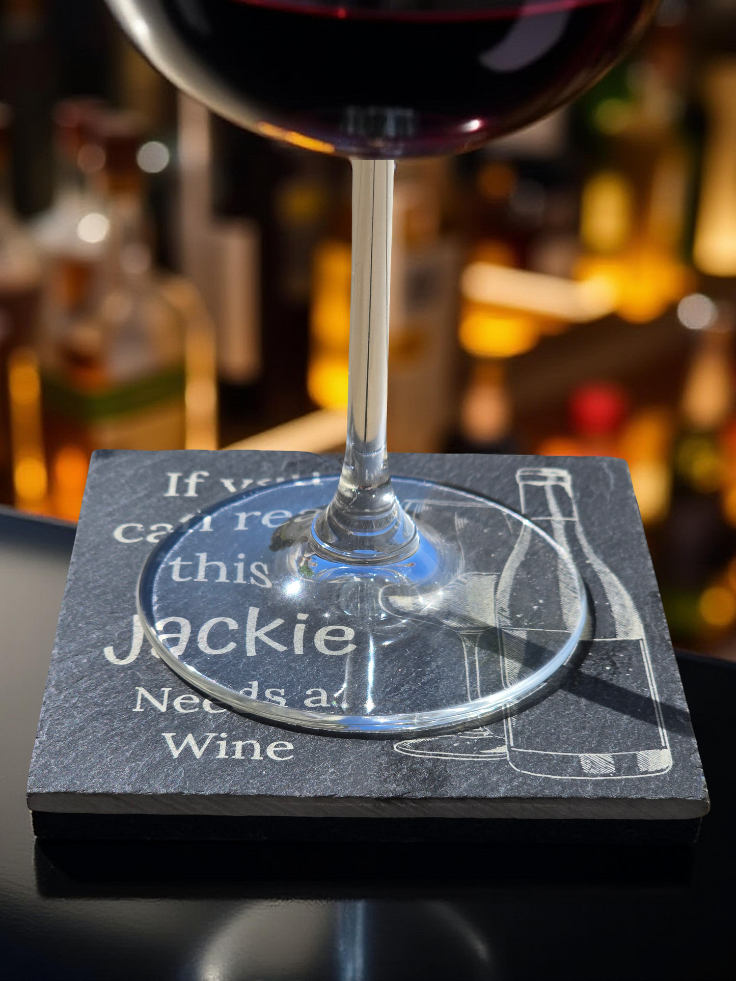 Personalised slate coaster - Personalised drinks mat gift for wine lovers