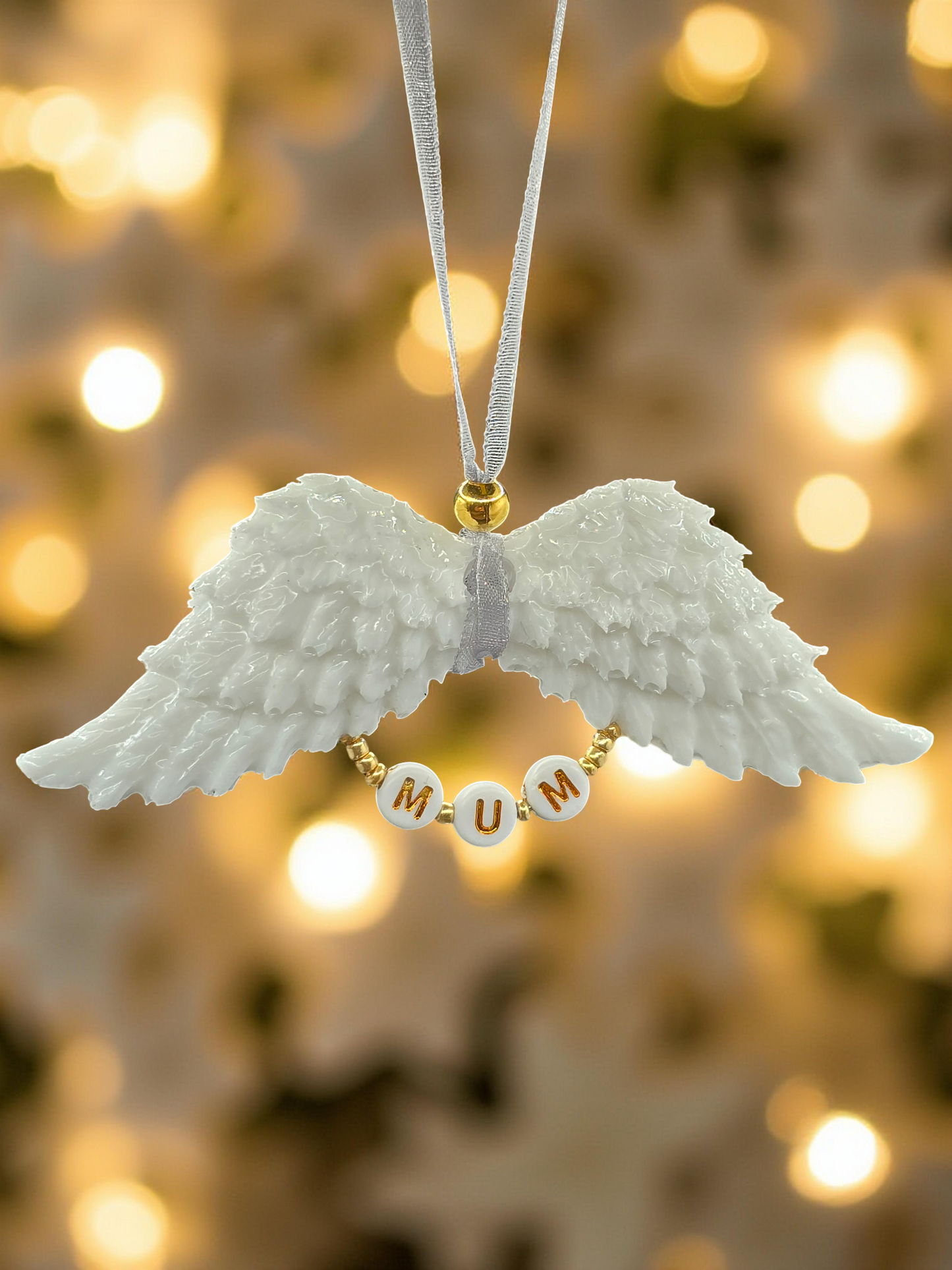 White Resin Angel Wings (Mum / Dad / Personalised) - Hanging Decoration