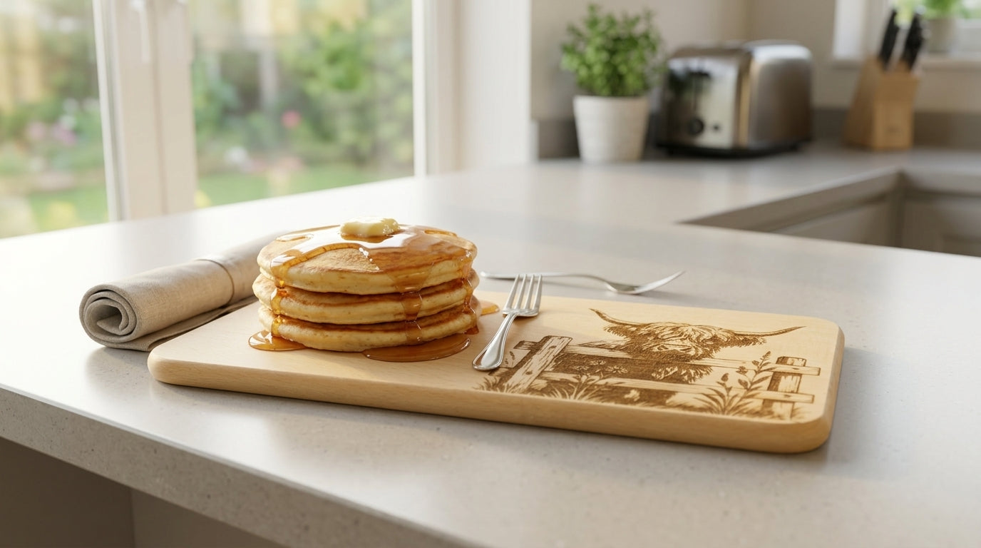 Highland Cow Engraved Wooden Breakfast Board