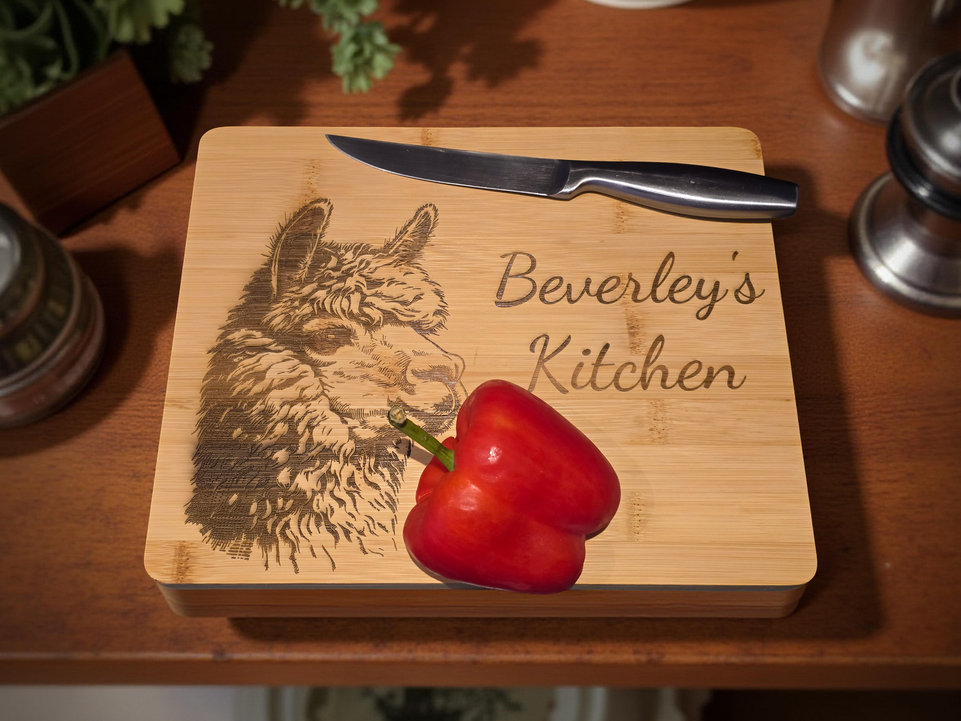 Alpaca Chopping Board with Personalisation Option