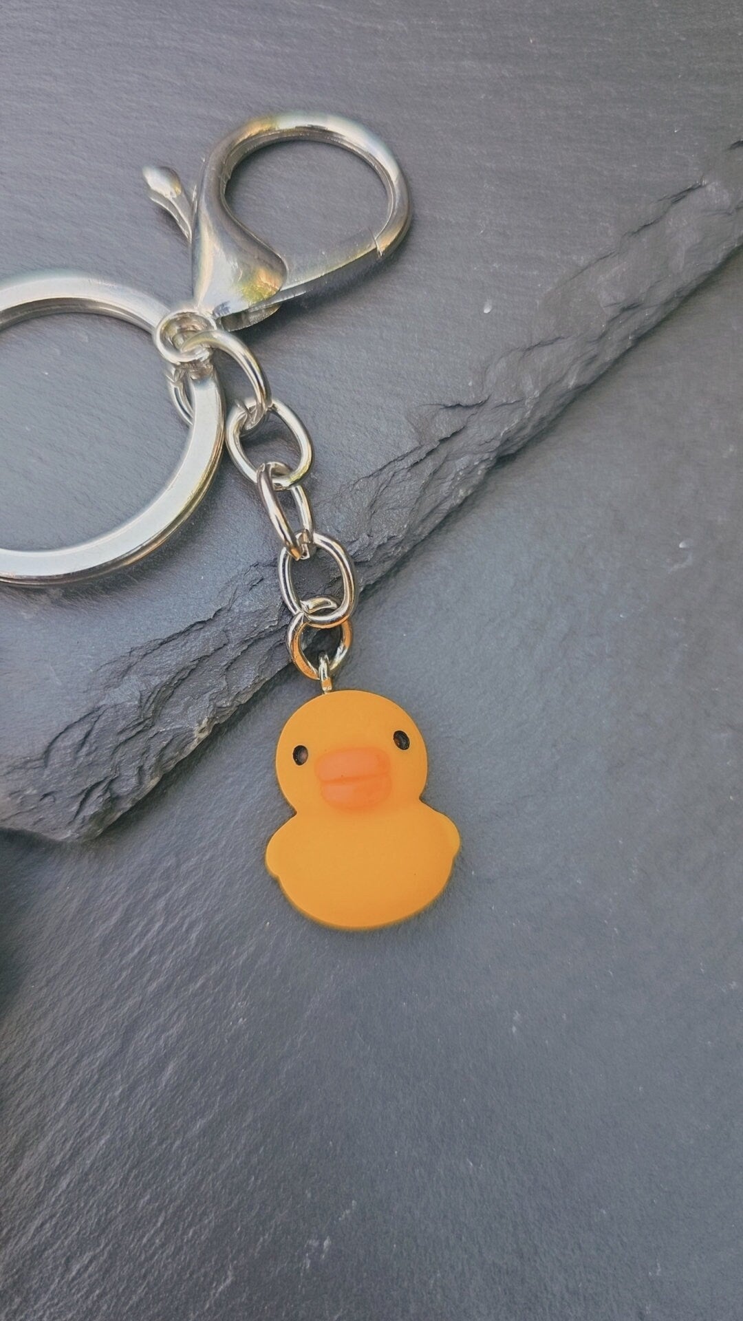 Yellow Duck Bag Charm - Cute Rubber Duck Keyring and Beaded Zip Accessory
