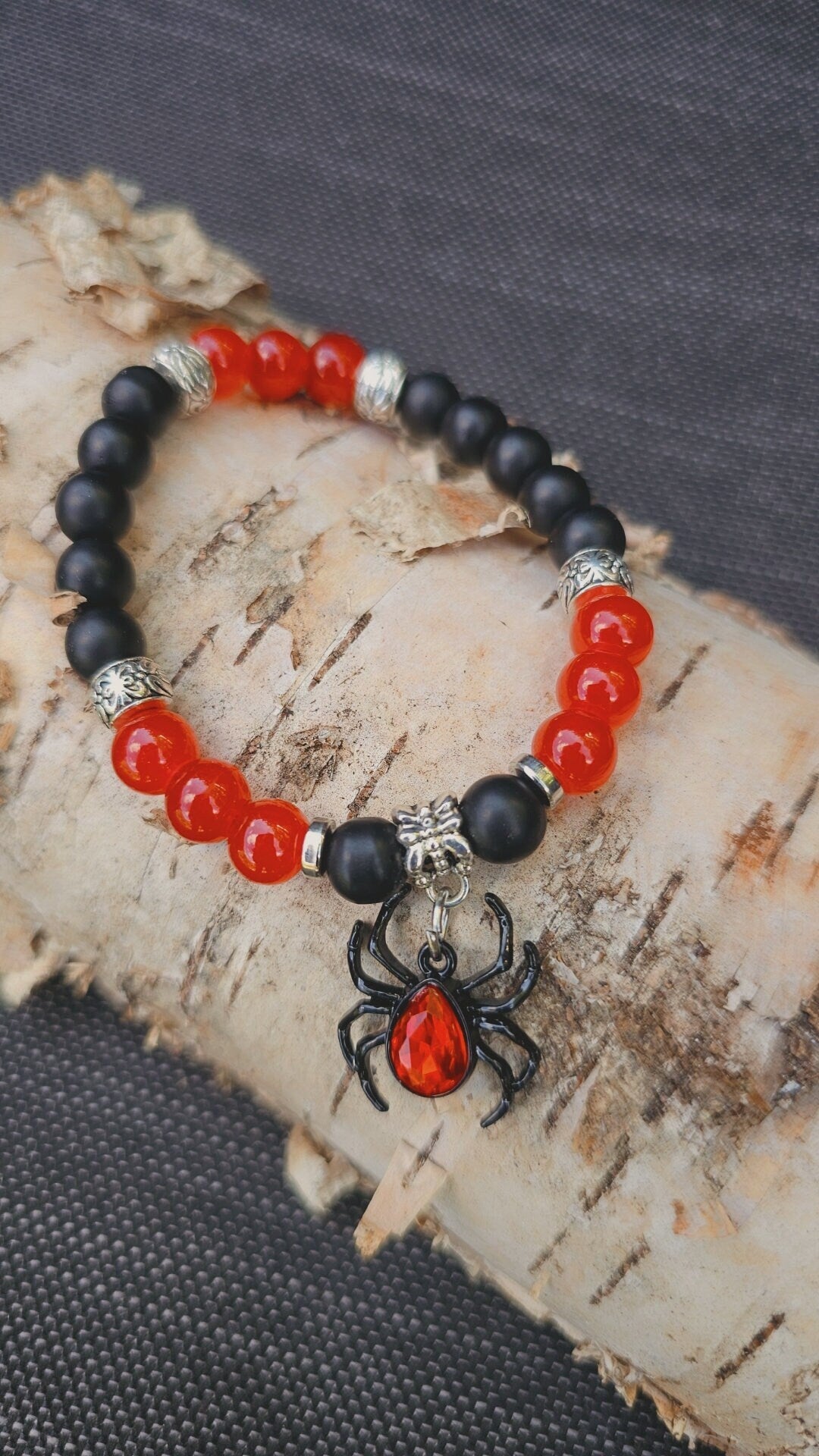 Spider Bracelet - Halloween spider charm elastic bracelet for costume and parties