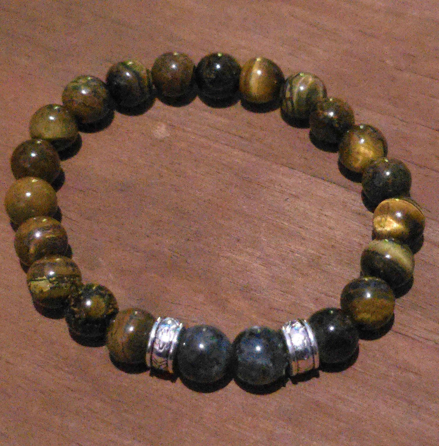 Men's Tigers Eye Bracelet - Brown Beaded Elastic Bracelet
