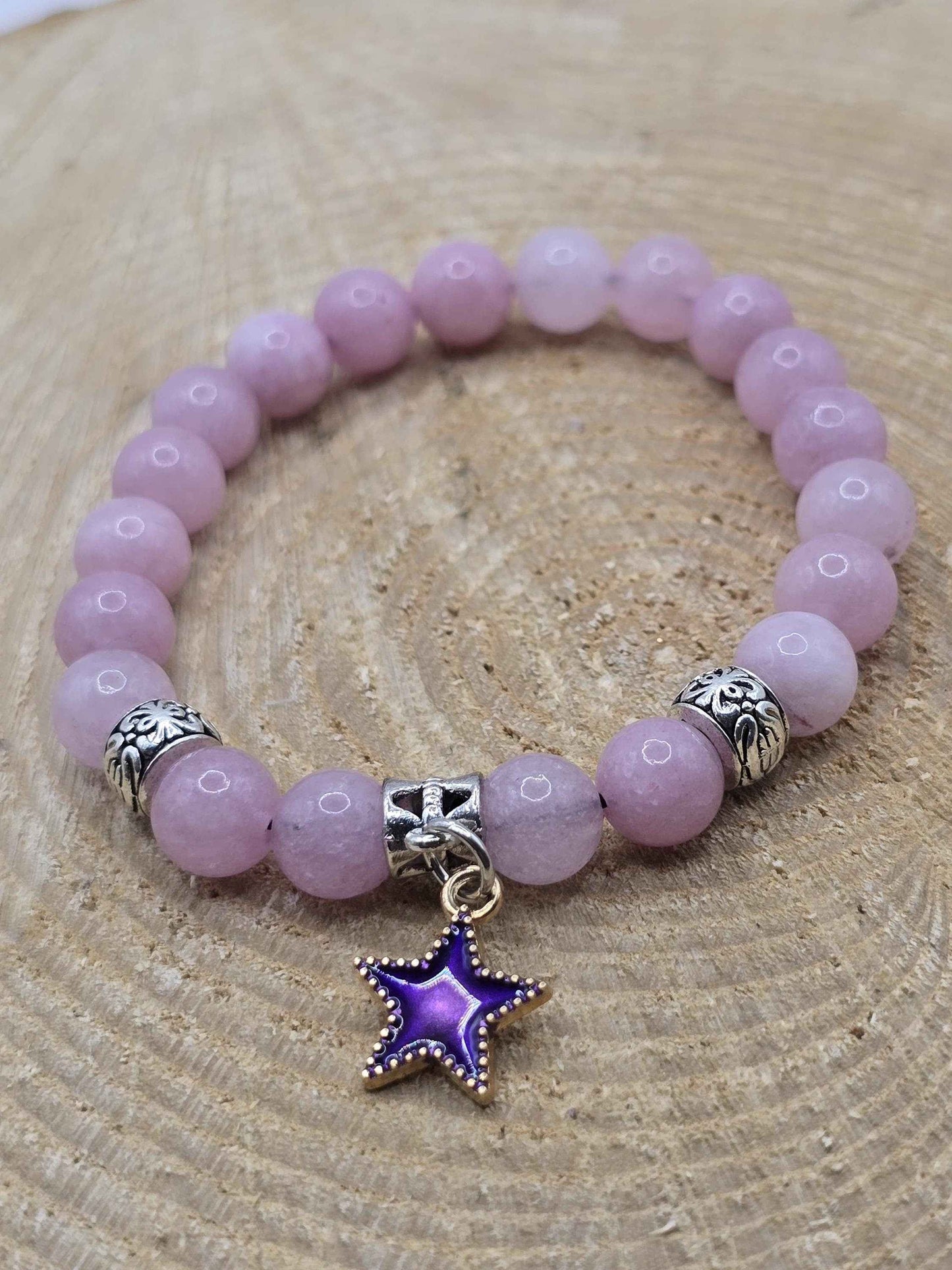 Girls Pink Hollywood Star Bracelet - Handmade Elastic Beaded bracelet