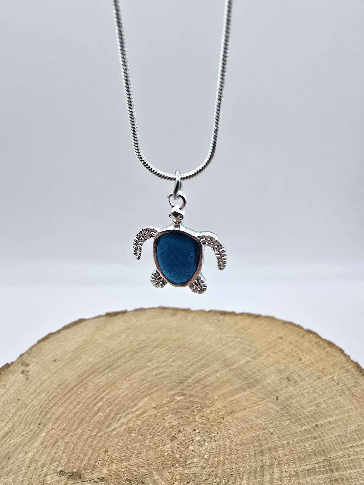 Sea Turtle Resin Filled Necklace with 46cm Snake Chain