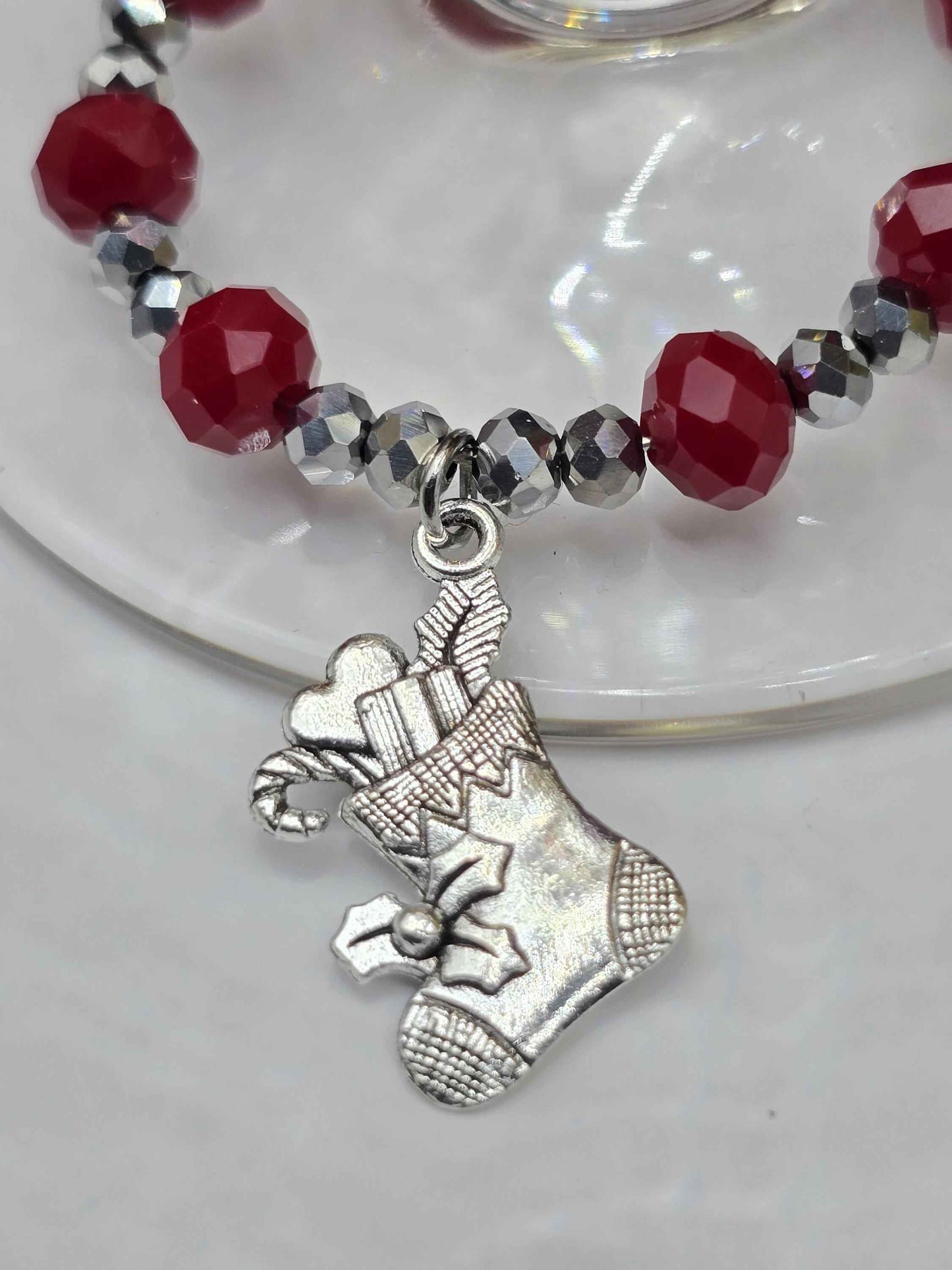 4 Pack Christmas Wine Glass Charms - Xmas Tree, Stocking, Gift, Snowflake