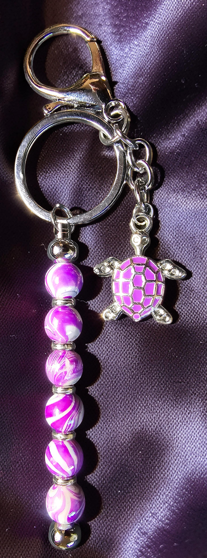 Sea Turtle Bag Charm: Colourful Beaded Keychain, Zipper Pull