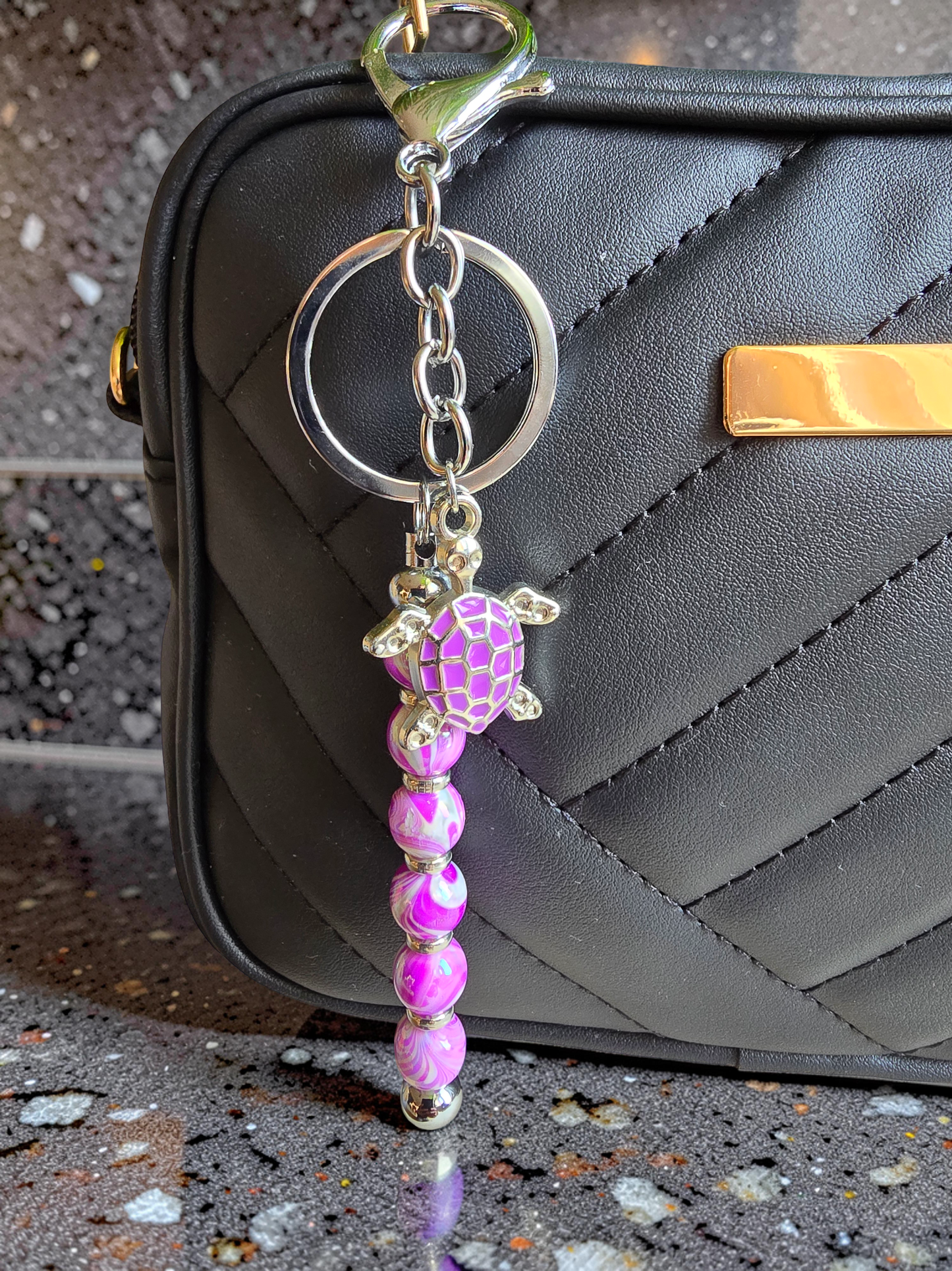 Sea Turtle Bag Charm: Colourful Beaded Keychain, Zipper Pull