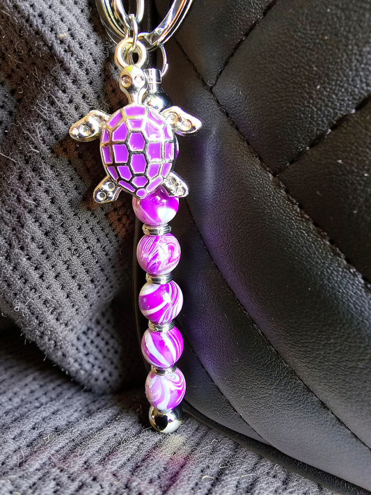 Sea Turtle Bag Charm: Colourful Beaded Keychain, Zipper Pull