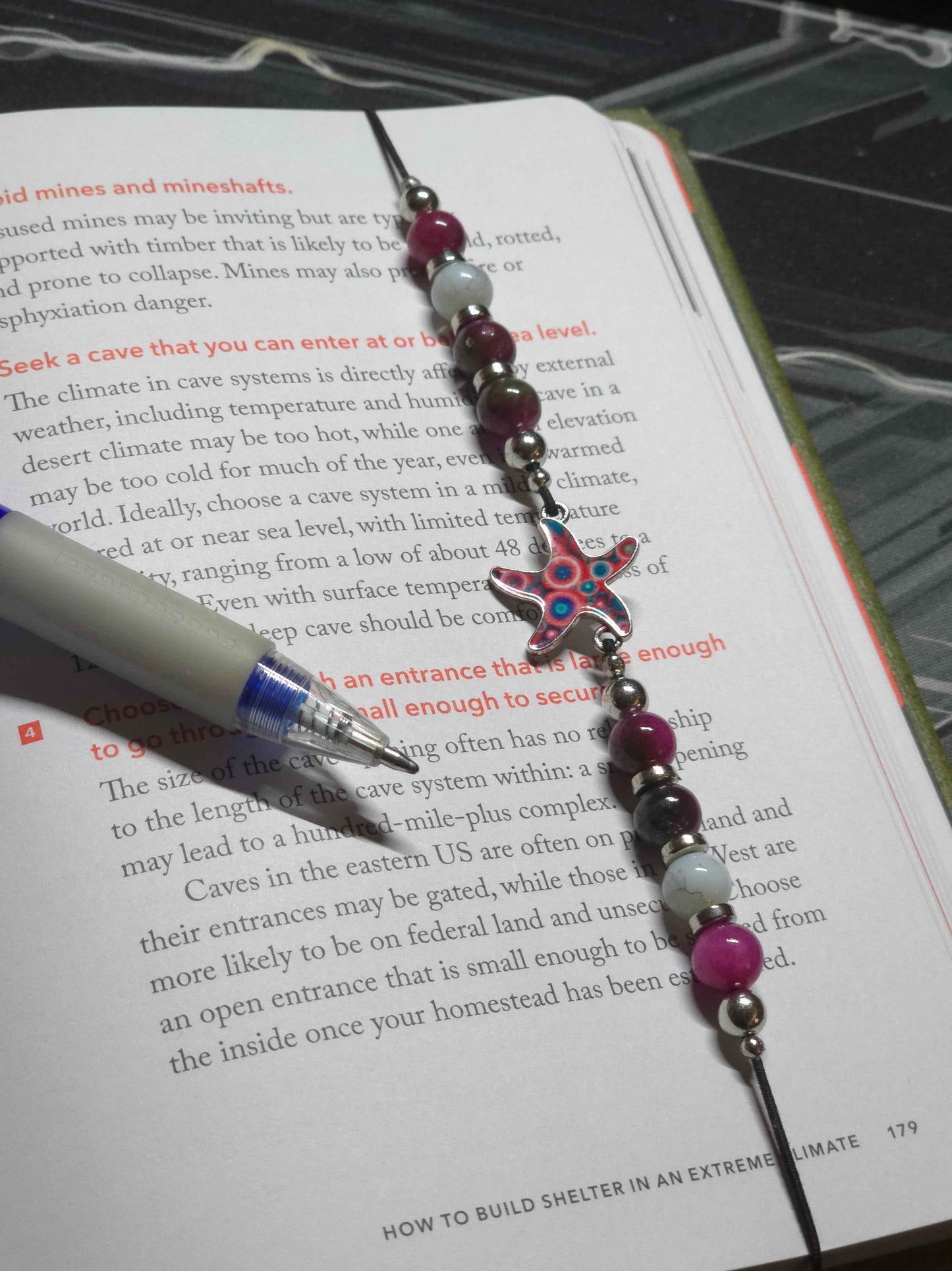 Starfish elastic wraparound Bookmark - Place holder for hardbacks, paperbacks, journals and diaries
